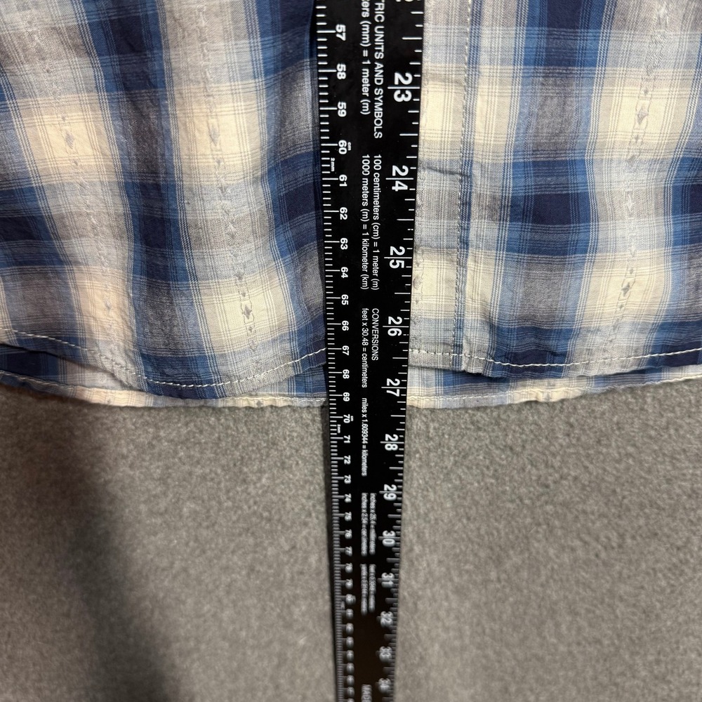 Lucky Brand Mens Pearl Snap Blue White Plaid Western Button Shirt Classic Fit L - Picture 10 of 10